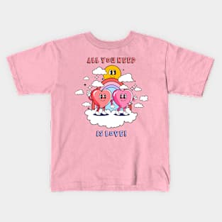 Vintage all you need is love retro Valentines Day print Kids T-Shirt